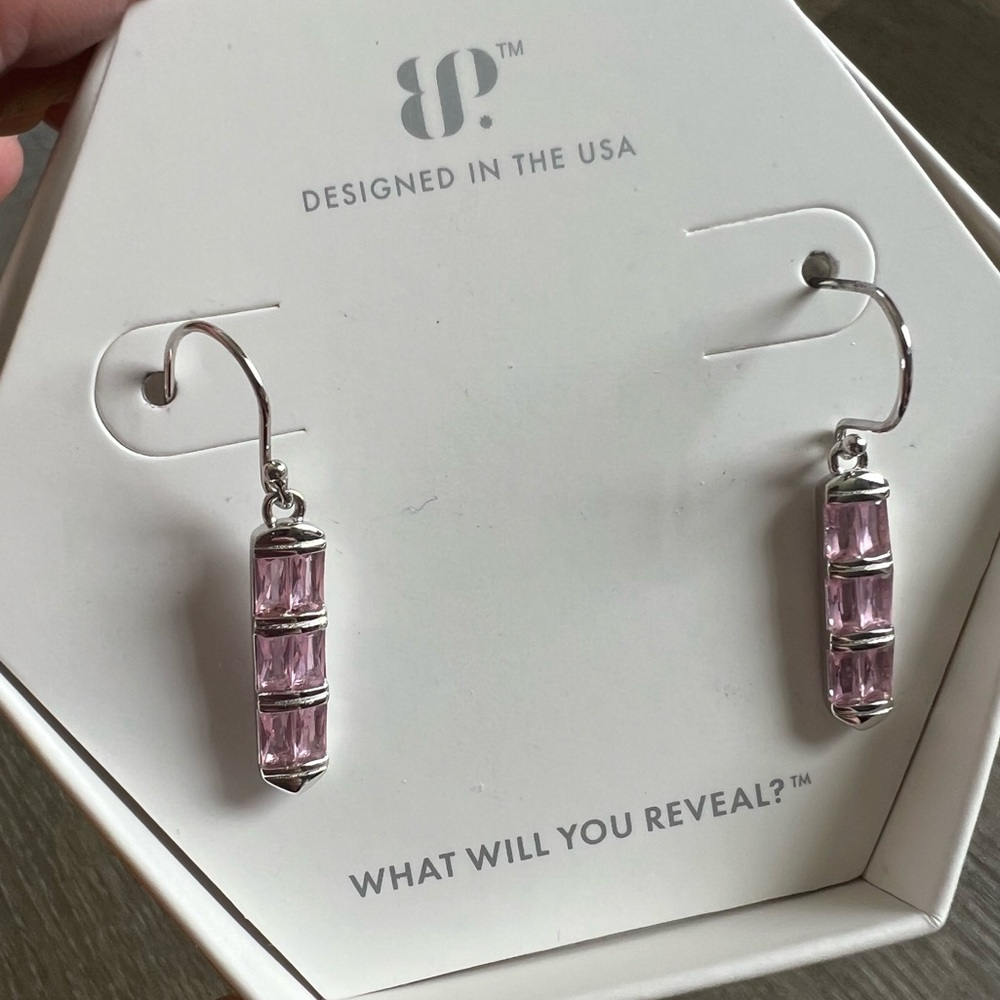 BP rose quartz sterling silver dangle earrings Elegantly enchante